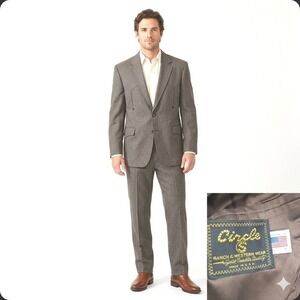 Circle S Suit Mens 44R 2 Piece Gray Western Jacket Pants 34x32 Cowboy Ranch Barn